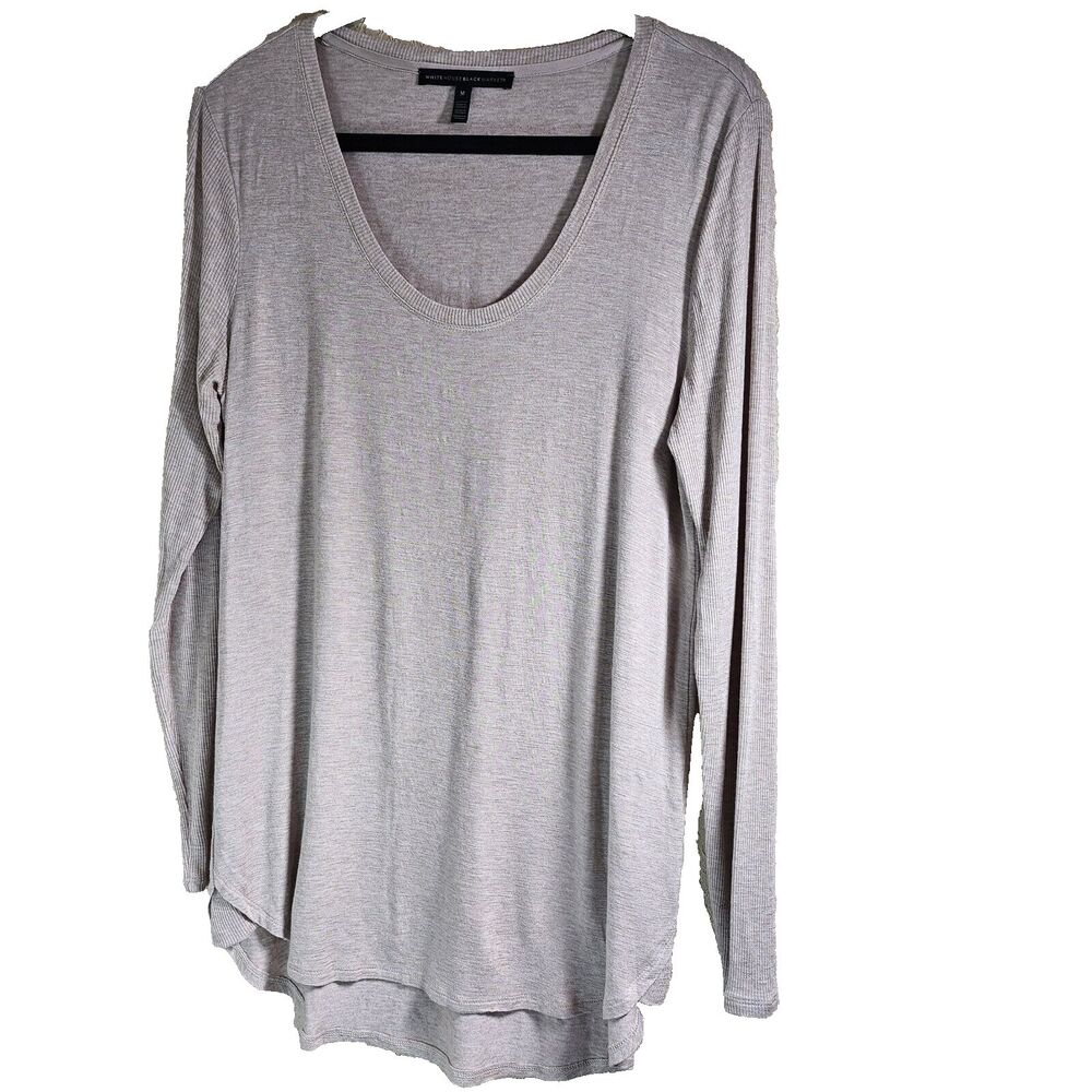 White House Black Market Top Womens Med Pink Scoop Neck Long Sleeve Lightweight